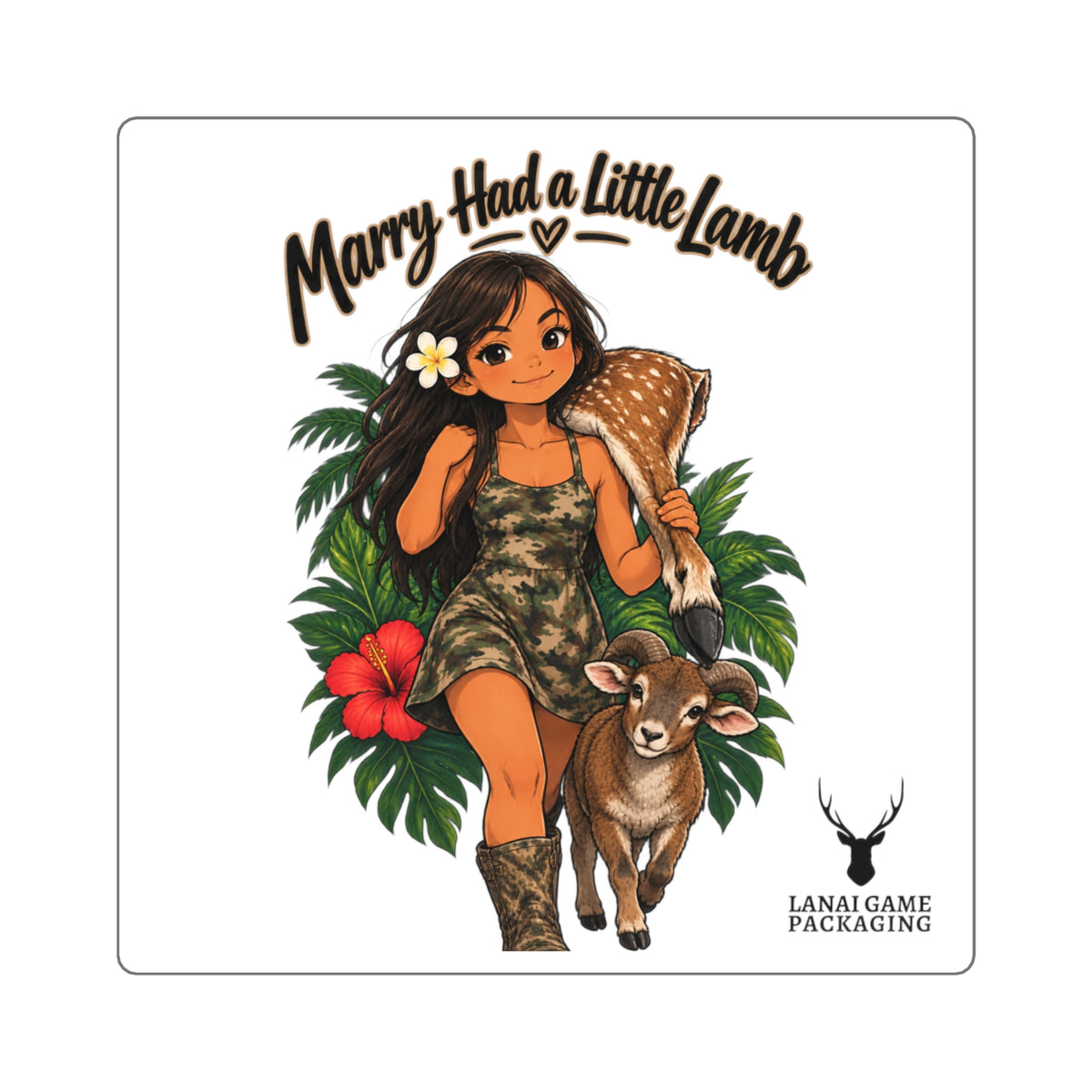 Mary Had a Little Lamb Girl Square Sticker