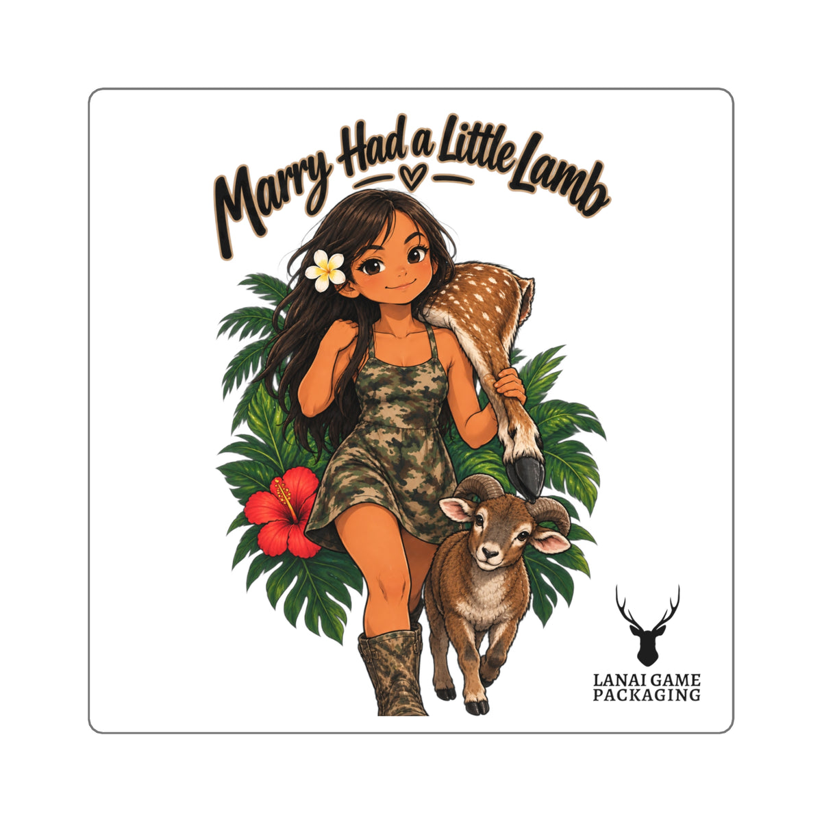 Mary Had a Little Lamb Girl Square Sticker